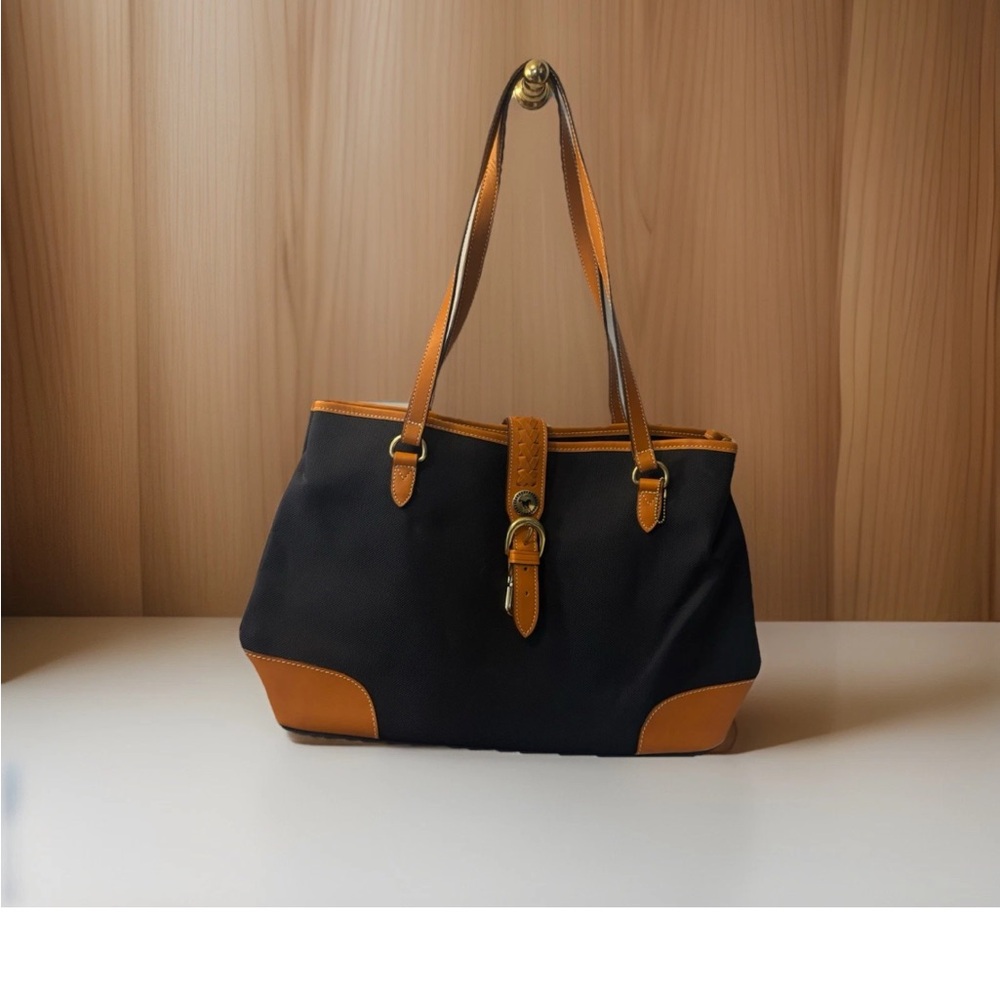 Weaver West Navy Blue Canvas Leather Trim Equestrian Tote